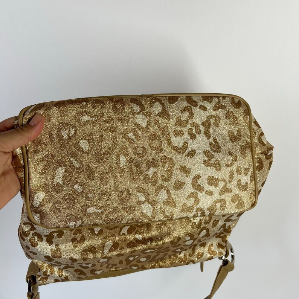Liz Claiborne Shoulder Bag Size M Gold Animal Print Pink Lining Zipper Casual - Picture 3 of 11